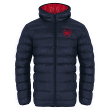 Arsenal Mens Quilted Jacket Hooded Coat Official Gift Navy Blue Large