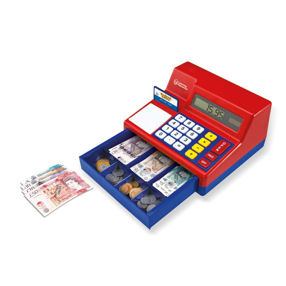 Learning Resources Pretend & Play Calculator Cash Register, Ages 3+, Cash Register Toy For Kids, Uk Play Money, Maths Skills, Gifts For Kids