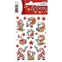 3219 Christmas Stickers, Santa Claus (63 Stickers, Paper, Matte) Self-Adhesive Christmas Decoration, Permanent Adhesive Labels for Christmas, Gifts,