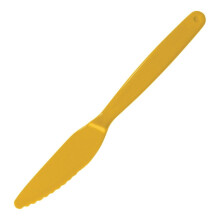 Kristallon Plastic Knife Yellow (12 Pack) - Reusable Cutlery for Schools, Nursing Homes DL115