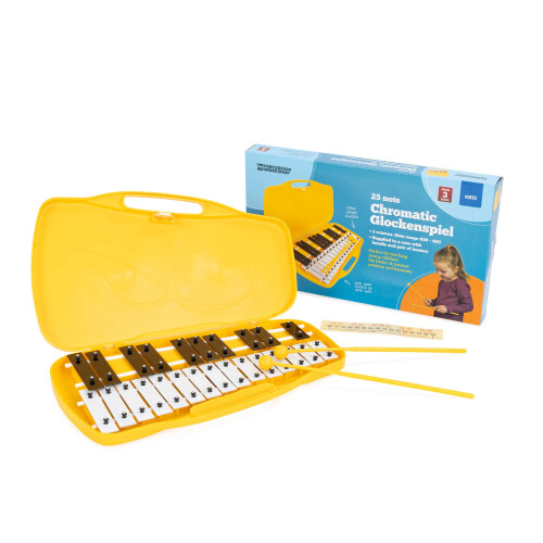 KB13 25 Note Chromatic Glockenspiel with Case & Beaters,Yellow