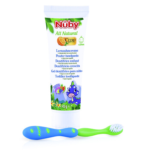 Nuby CG18045 All Natural Combo Pack – Complete Toothpaste and Toothbrush