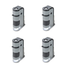 Unisex 100x-250x Carson MicroFlip 100x 250x LED and UV Lighted Pocket Microscope with Flip Down Slide Base Smartp, Grey, Set of 4 UK