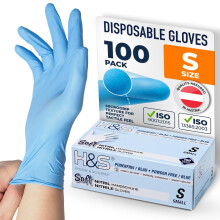 Nitrile Gloves 7 S Small Blue Box of 100 Powder Free Latex Free eudermic Disposable Examination Gloves nonsterile ambidextrous Commercial use