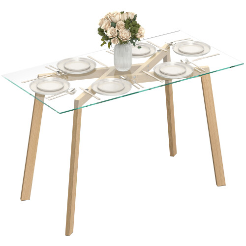 Homcom Mesa de Comedor Transparente 150 x 75 x 76 cm