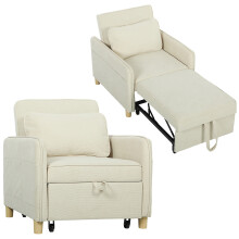 Sofá Cama Individual Beige 74 x 85.5 x 82 cm