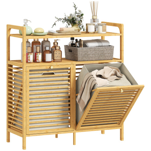 Homcom Mueble Ropa Sucia Marrón 82 x 33 x 88 cm