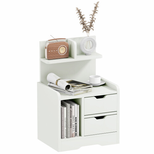 Homcom Mesita de Noche Blanco 40 x 30 x 60 cm