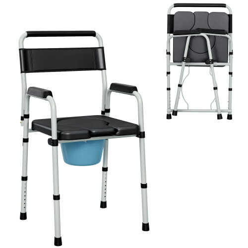 Homcom Silla con Inodoro Negro 52.5 x 46 x 97 cm