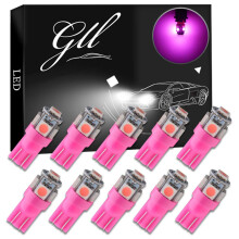 10-Pack T10 501 LED Bulbs W5W 194 168 Pink 5-SMD 5050 LED Car Interior,Dashboard,Number Plate,Sidelights Boot Light Bulbs (12 V)