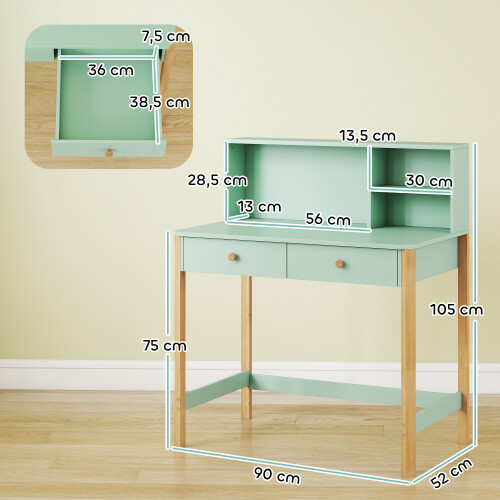 Escritorio Infantil Verde 90 x 52 x 105 cm 2