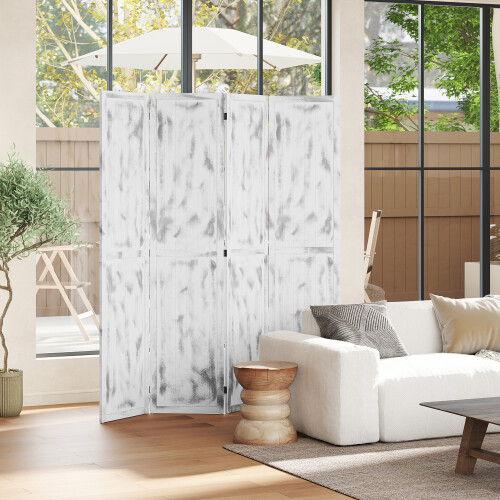Homcom Biombo Separador Blanco 160.5 x 1.8 x 170 cm 1
