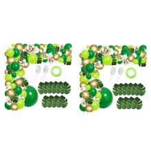 268Pcs Jungle Party Balloon Arch Green Balloon Decoration, with Artificial Tropical Leaves for Birthday Party