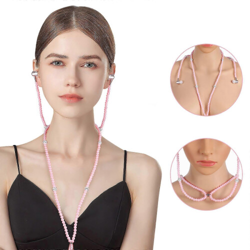 Pearl Chain Wired In-Ear Headset with Mic Pink 2