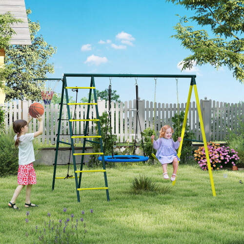 Outsunny Columpio Infantil Amarillo 267 x 180 x 202 cm 1