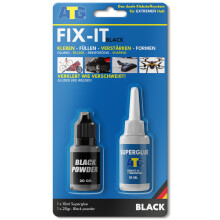 FIX IT 2 Part Super Glue with Black Filler Powder – Industrial Gap Filling Liquid Weld Adhesive Kit for Plastic, Metal, Glass, Wood, Porcelain –