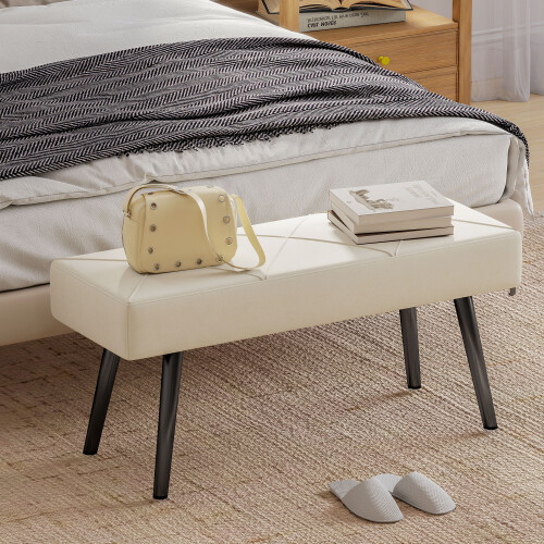 Homcom Banco de Cama Beige 100 x 36 x 45 cm 1