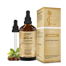 Jojoba Oil Certified Organic - 100% Cold Pressed - Vegan, Extra Virgin, Pure, Unrefined - Face Skin Body Hair Oil for Sensitive & Acne Prone Skin -