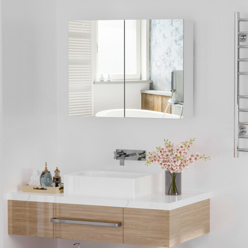 Homcom Armario con Espejo Blanco 80 x 15 x 60 cm 2