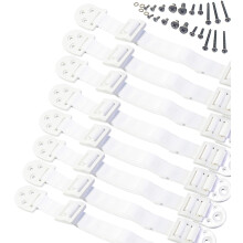 Anti Tip Furniture Anchors and TV Straps Set of 8 - Adjustable Heavy Duty Wall Safety Anchor Kit for Baby Proofing Dressers Bookcases Cabinets and