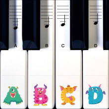 Monster Piano Stickers for Learning Piano or Keyboard - Transparent 88, 76, 61 & 49 Removable Key Set for Kids