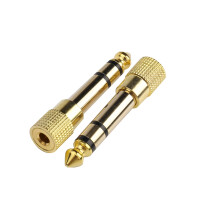Professional 6.35mm 1/4 inch Plug to 3.5mm 1/8 inch Jack Gold Plated TRS AUX Stereo Audio Headphone Jack Adapter Converter Connector(2 Pack)