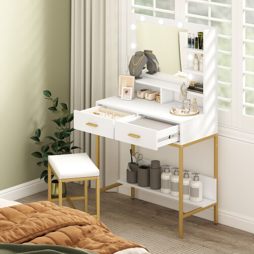 Homcom Tocador de Maquillaje Blanco 80 x 40 x 138 cm 1