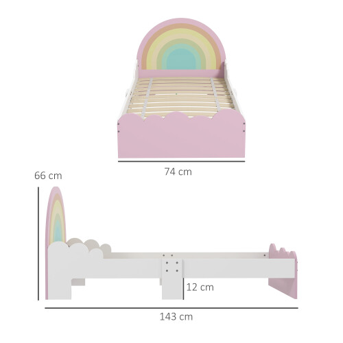 ZONEKIZ Cama para Niño Rosa 143 x 74 x 66 cm 2