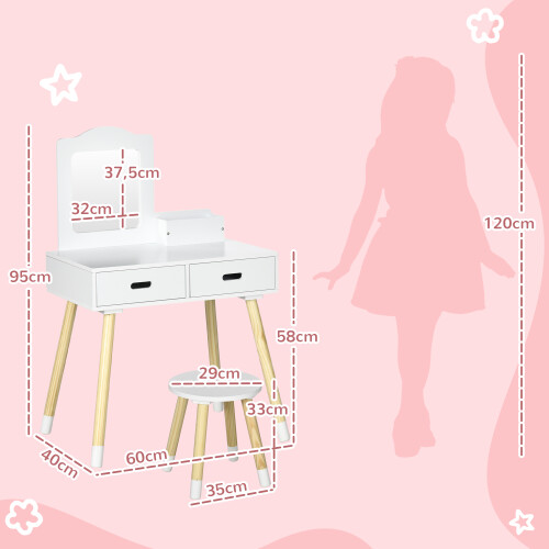 ZONEKIZ Tocador Infantil Blanco 60 x 40 x 95 cm 2