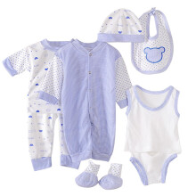 Newborn Baby Girls Boy Grow Clothes Unisex Infant Playsuits 5PCS or 8PCS(Blue lines)