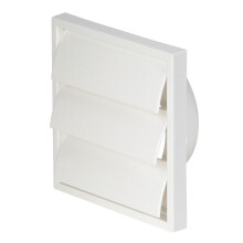Airflow Gravity Flap Grille – White Plastic External Wall Vent Cover for 100mm Ducting – Weatherproof Air Outlet – 154mm x 154mm