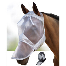CareMaster Midge-proof Fleece Padding Horse Fly Mask Full Face No Ears Moonlight Silver XL Extra Full Size