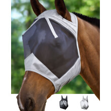 CareMaster Midge-proof Fleece Padding Horse Fly Mask Half Face with Ears Silver/Black Retro XL Extra Full Size