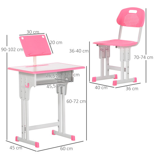 Homcom Pupitre Infantil Bicolor 60 x 45 x 102 cm 2