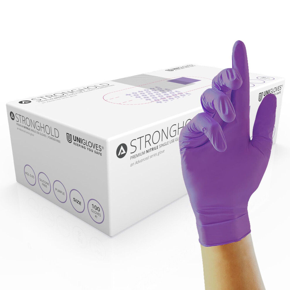 Unigloves Purple Nitrile Disposable Gloves XL Pack of 100 ARC15907 - Image 4