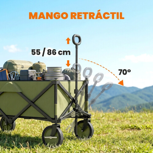 Outsunny Carro Plegable Verde 108 x 55 x 93 cm 2