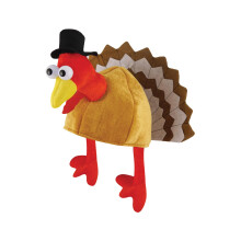 Single Adult Turkey Christmas Hat Funny Animal Hat Novelty Plush Turkey in Pilgrim Hat Silly Christmas Hats Secret Santa Gift Thanksgiving Costume