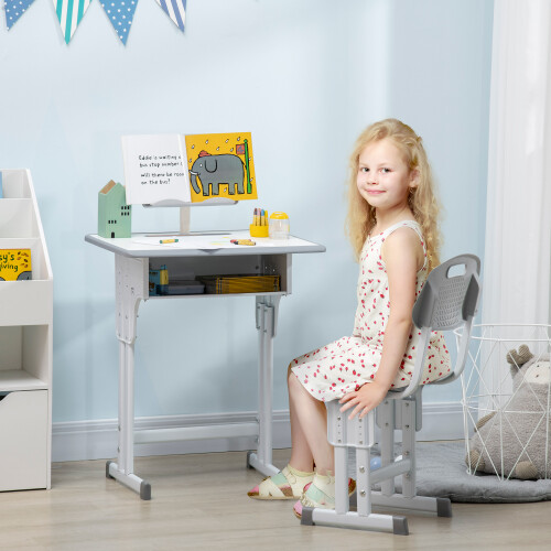 Homcom Pupitre Infantil Gris 60 x 45 x 102 cm 1