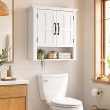 HOMCOM Bathroom Wall Cabinet, Medicine Cabinet w/ Adjustable Shelf, White