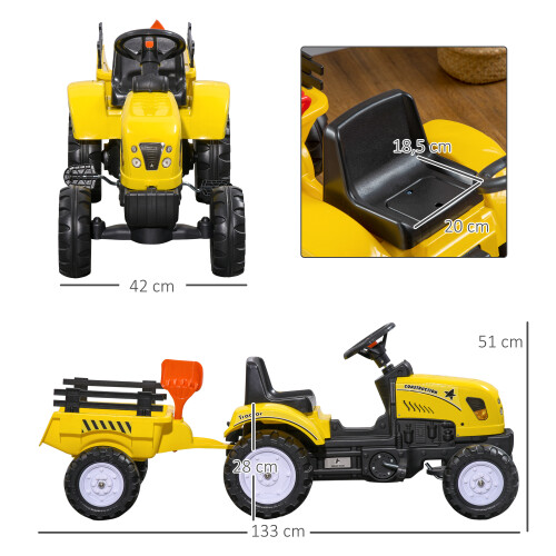 Homcom Tractor Infantil Amarillo 133 x 42 x 51 cm 2