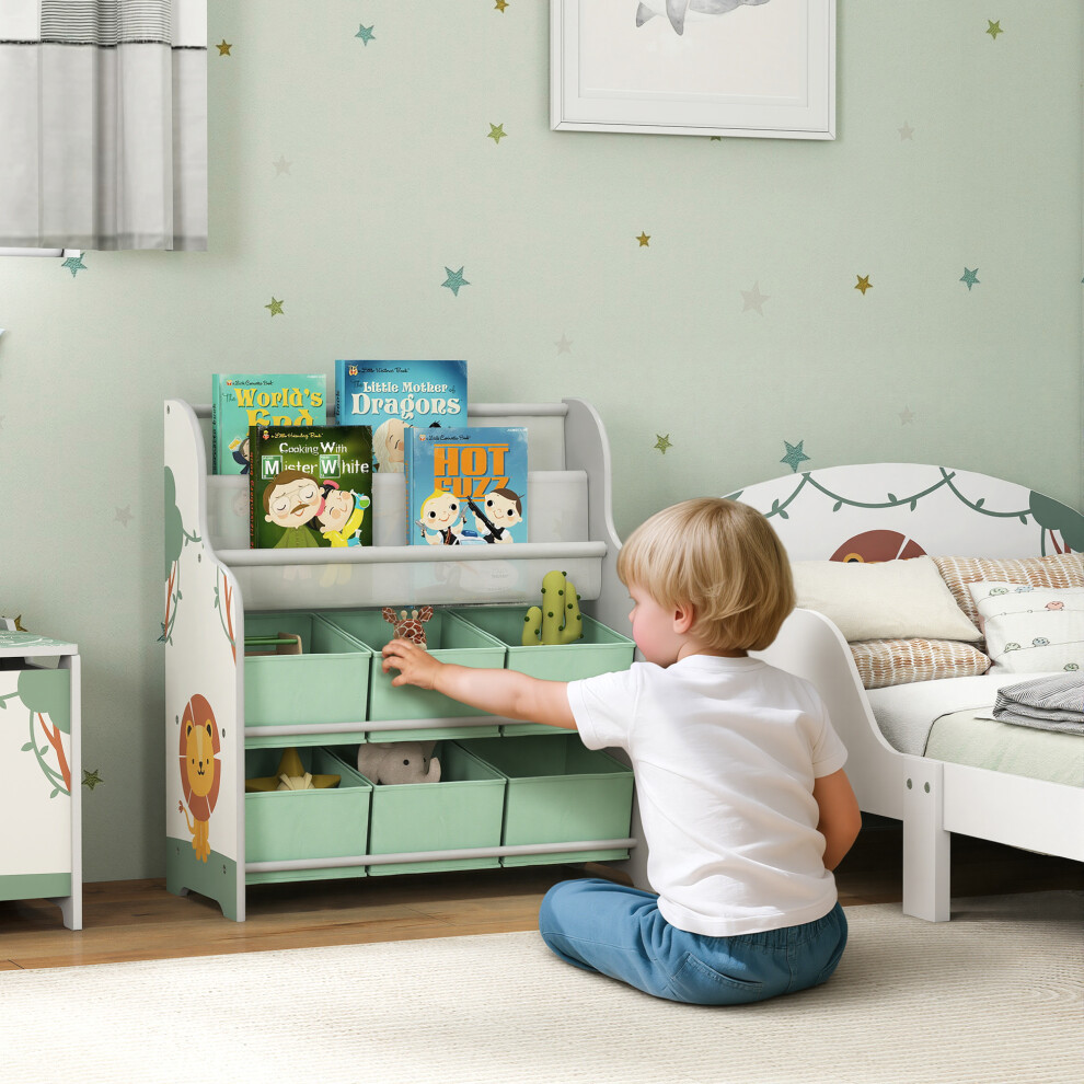 Kids Storage Unit Toy Organiser with 6 Fabric Drawers and 2-Tier Sling Book - Image 5