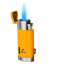 Cigar Torch Lighter Windproof Metal Firelighters Triple Jet Flame Refillable Butane Gas Lighter with Punch ?Pocket Cigar Lighter for Men Gifts(Without