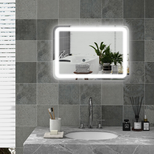 Homcom Espejo de Baño Gris 50 x 70 x 4 cm 1
