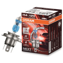 Night Breaker Laser H4, Next Generation, plus 150 percent More Brightness, Halogen Headlamp, 64193NL, 12 V, Passenger Car, Carton Folding Box (1 Lamp)