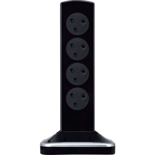 Eight Socket Surge Protected Power Centre Extension Lead, 2 Metre, Black 1
