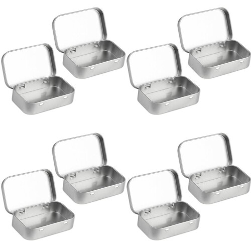 8 PCS Small Storage Box with Lid Rectangular Small Tin Boxes Metal Box with Lid Small Tin Box for Home Storage Silver