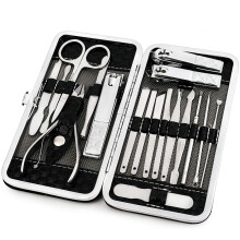 Manicure Pedicure Set Nail Clippers Kit 18 Pcs Stainless Steel Hygiene Kit Portable Nail Trimming set and Grooming Tools with Fine Leather Case [Gift