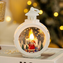 Christmas Santa Claus Night Light Glowing Figurine Tabletop Decoration for Holiday Party Gift Display Round White