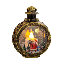 Santa Lamp Round Shape Finish Glowing Ornament for Christmas Mantel Desktop Home Decor