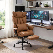 Ergonomic High Back Office Chair with Footrest and Casters, Brown